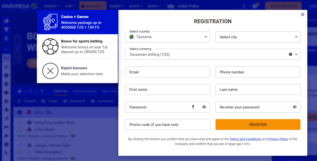 Making a PariPesa registration