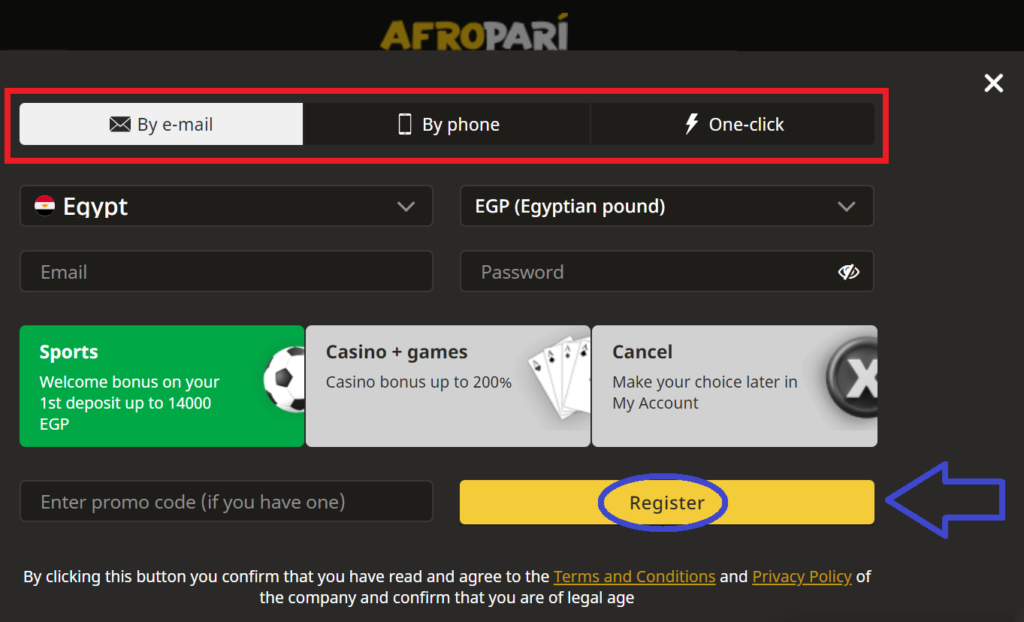 Completing an AfroPari registration