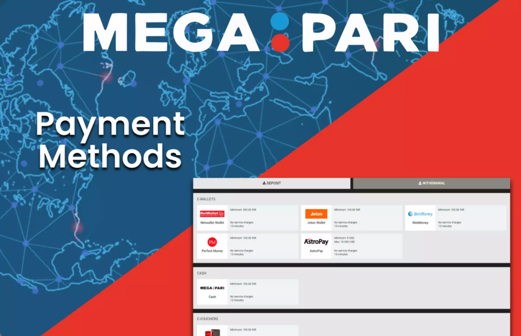 Deposits and withdrawals at MegaPari